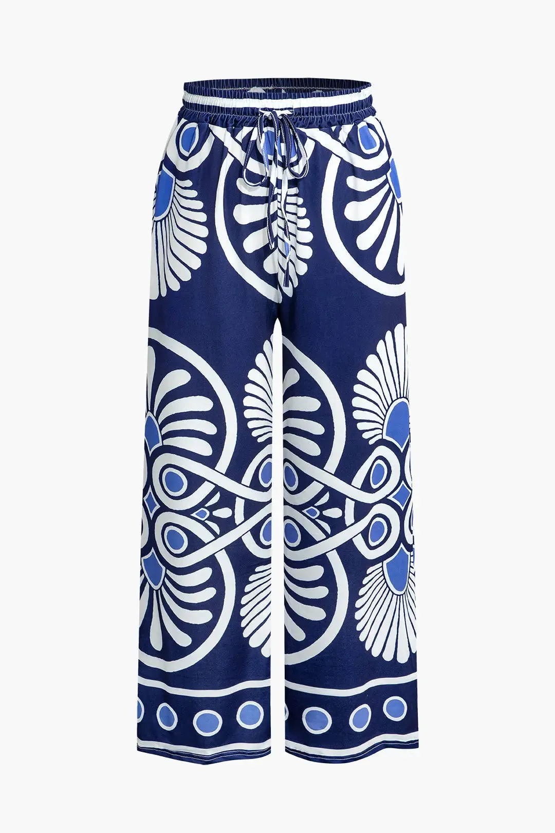 Suzanne - Trendy Drawstring Detail Woman's Wide Leg Pants