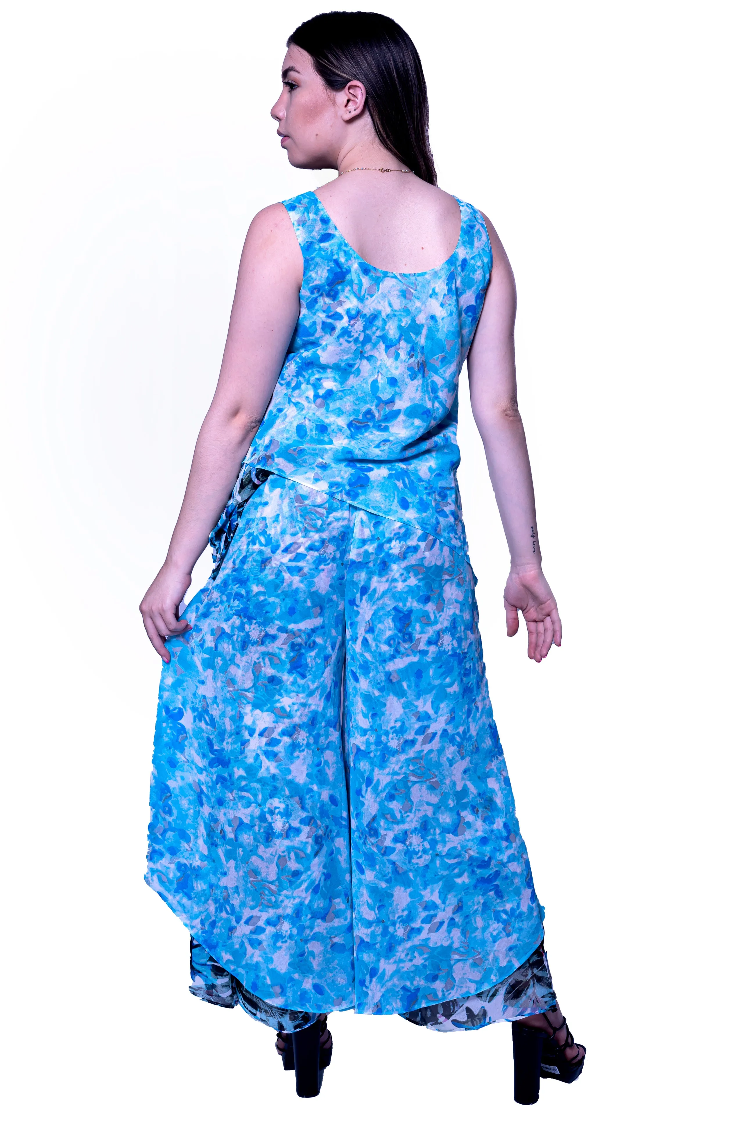T 1289 Floral Print Reversible Top