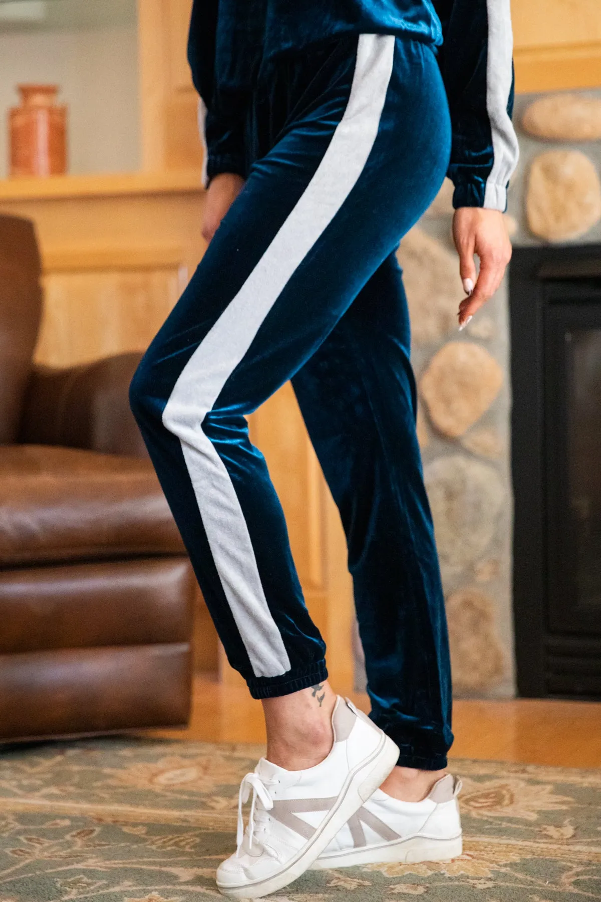 Teal and Silver Velour Joggers