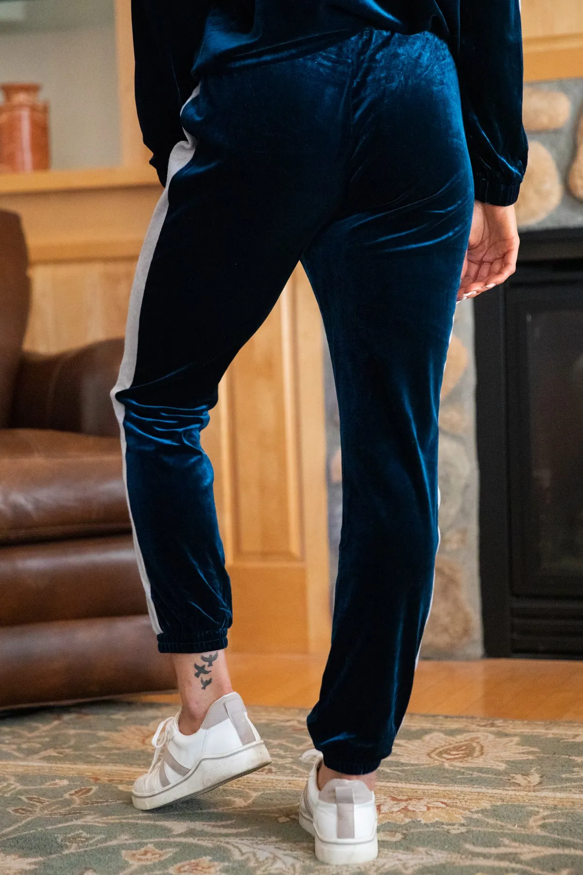 Teal and Silver Velour Joggers