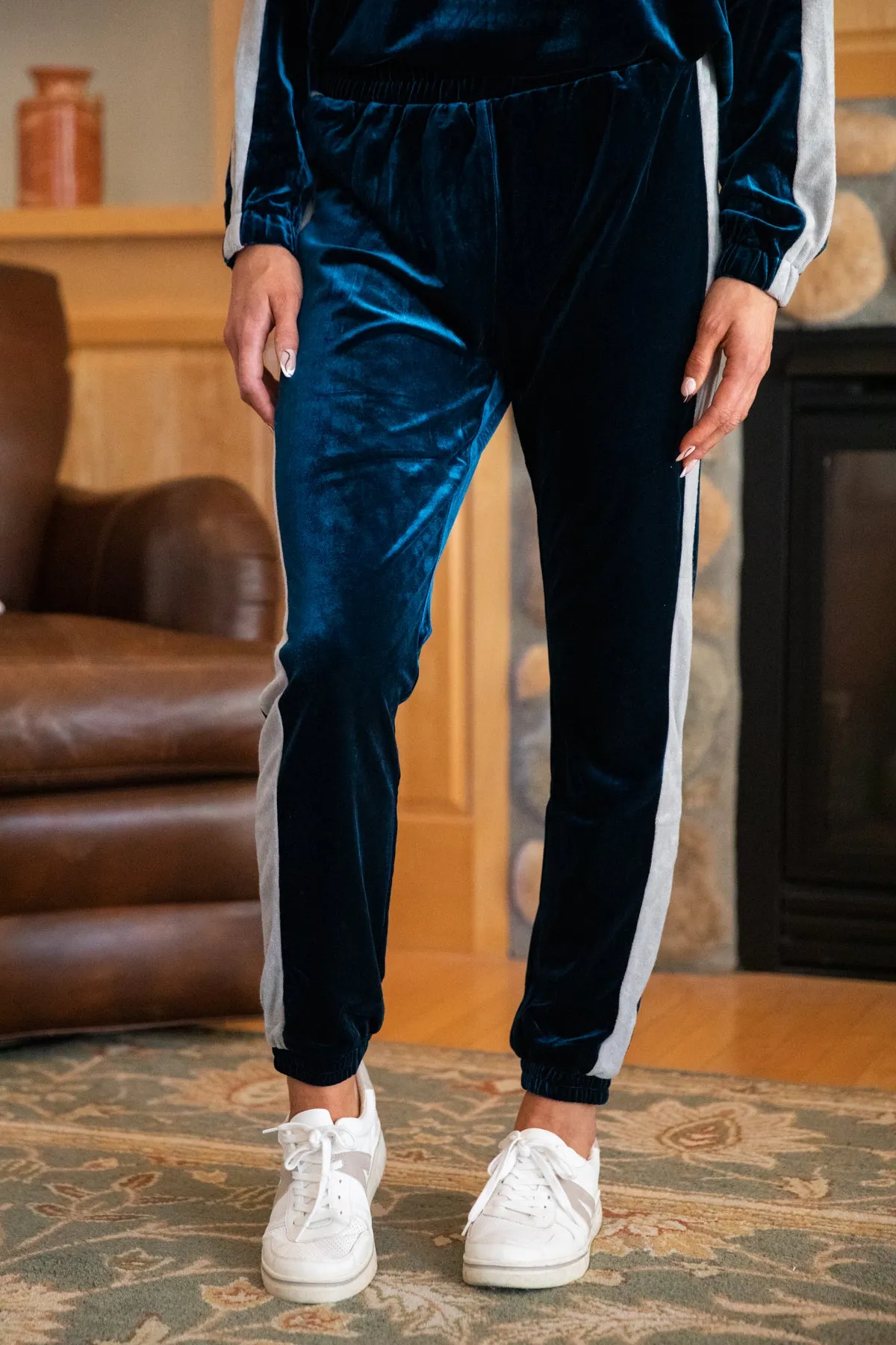 Teal and Silver Velour Joggers