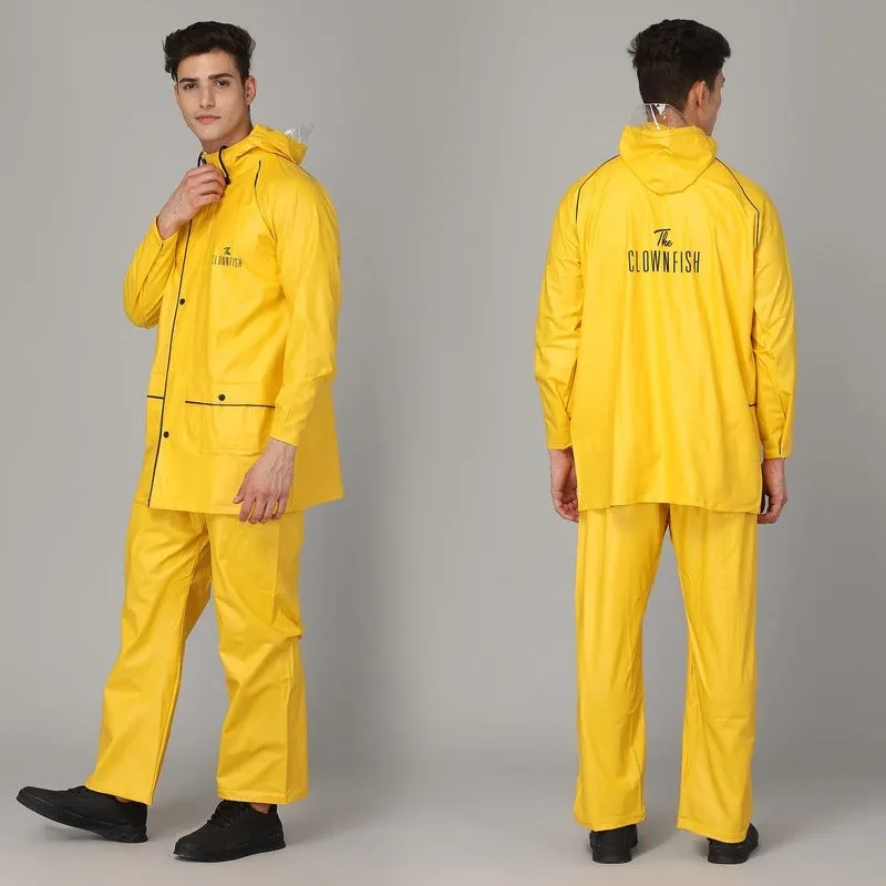 THE CLOWNFISH Rain Coat for Men Waterproof for Bike Reversible Double Layer with Hood Raincoat for Men. Set of Top and Bottom Packed in a Storage Bag Prime Pro Series (Black, XX-Large)