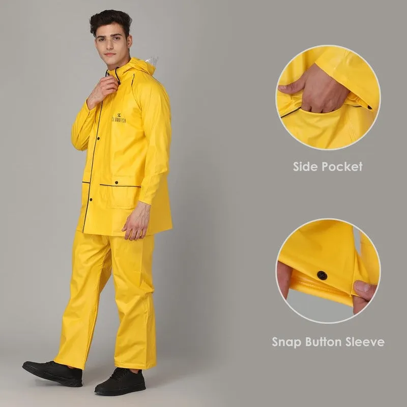 THE CLOWNFISH Rain Coat for Men Waterproof for Bike Reversible Double Layer with Hood Raincoat for Men. Set of Top and Bottom Packed in a Storage Bag Prime Pro Series (Black, XX-Large)