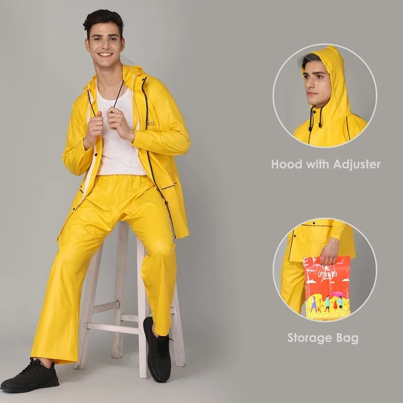 THE CLOWNFISH Rain Coat for Men Waterproof for Bike Reversible Double Layer with Hood Raincoat for Men. Set of Top and Bottom Packed in a Storage Bag Prime Pro Series (Black, XX-Large)