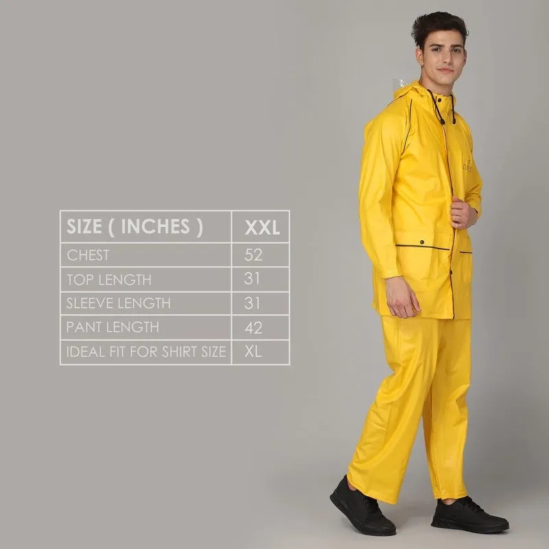 THE CLOWNFISH Rain Coat for Men Waterproof for Bike Reversible Double Layer with Hood Raincoat for Men. Set of Top and Bottom Packed in a Storage Bag Prime Pro Series (Black, XX-Large)