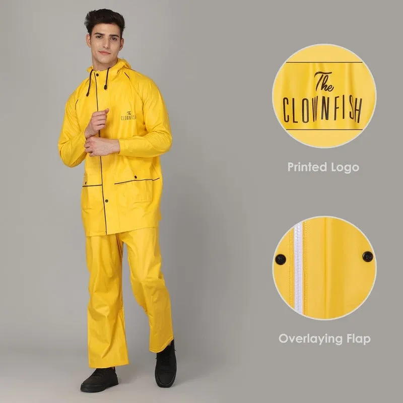 THE CLOWNFISH Rain Coat for Men Waterproof for Bike Reversible Double Layer with Hood Raincoat for Men. Set of Top and Bottom Packed in a Storage Bag Prime Pro Series (Black, XX-Large)