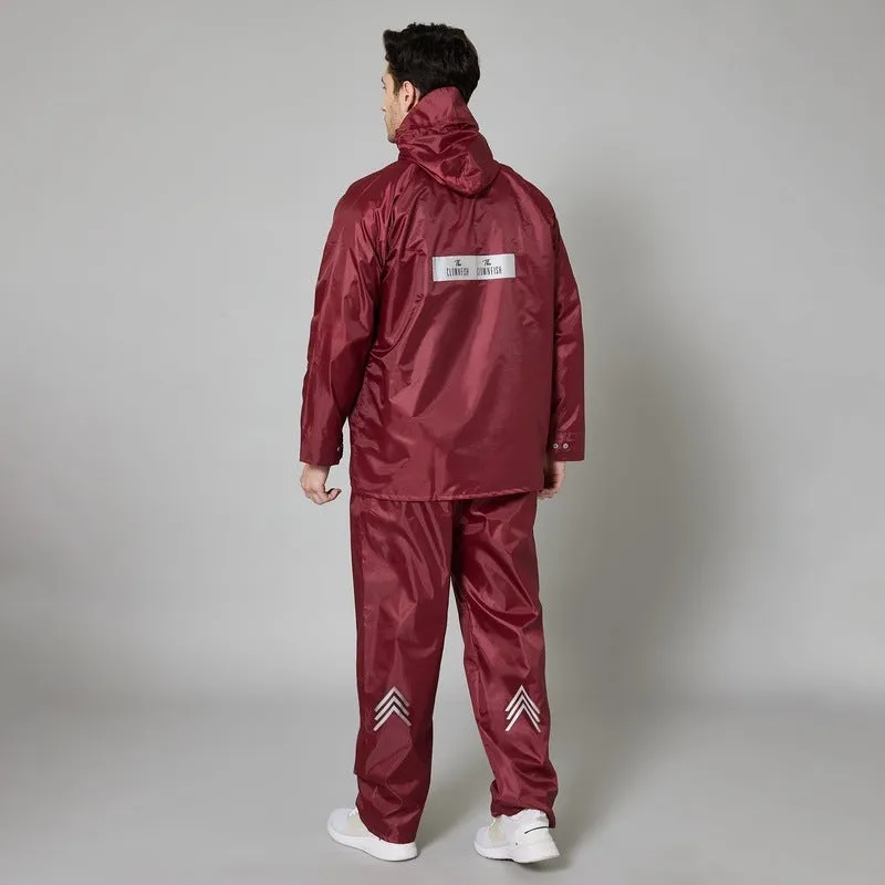 THE CLOWNFISH Rain Coat - Waterproof, Reversible Design | Comes with Pants | Size L | Maroon