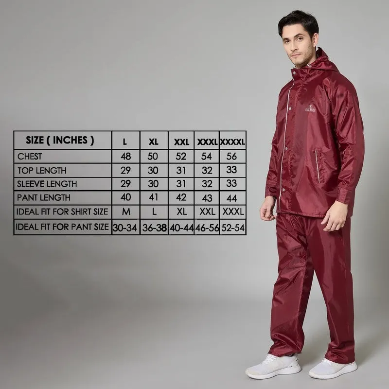 THE CLOWNFISH Rain Coat - Waterproof, Reversible Design | Comes with Pants | Size L | Maroon