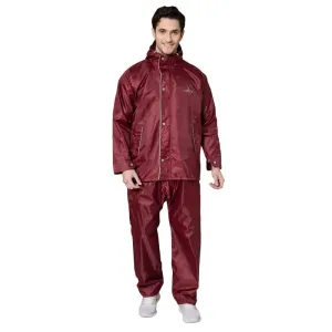 THE CLOWNFISH Rain Coat - Waterproof, Reversible Design | Comes with Pants | Size L | Maroon