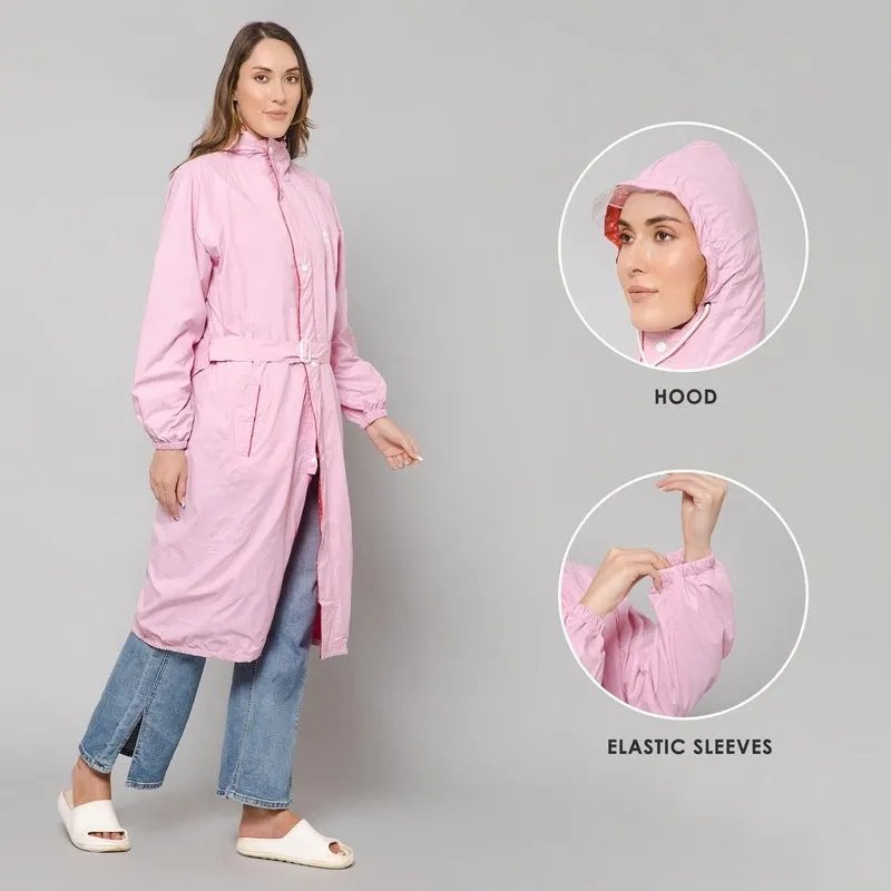 THE CLOWNFISH Raincoat - Waterproof, Reversible, Adjustable Hood | Storage Bag Included | Large | Drizzle Diva Barbie Pink