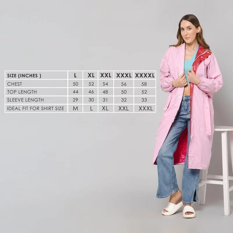 THE CLOWNFISH Raincoat - Waterproof, Reversible, Adjustable Hood | Storage Bag Included | Large | Drizzle Diva Barbie Pink