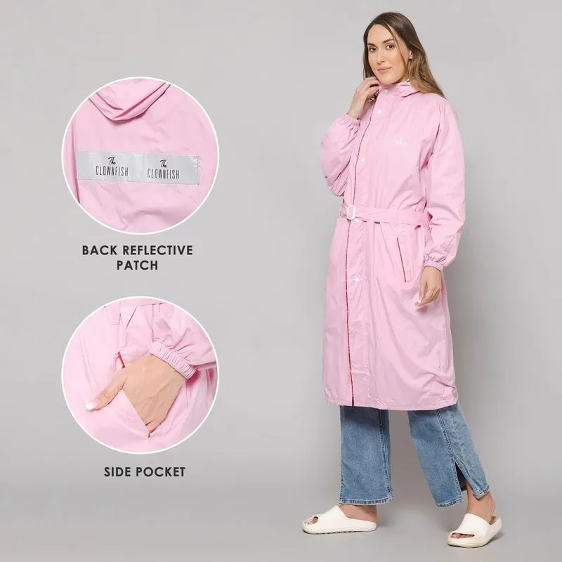 THE CLOWNFISH Raincoat - Waterproof, Reversible, Adjustable Hood | Storage Bag Included | Large | Drizzle Diva Barbie Pink