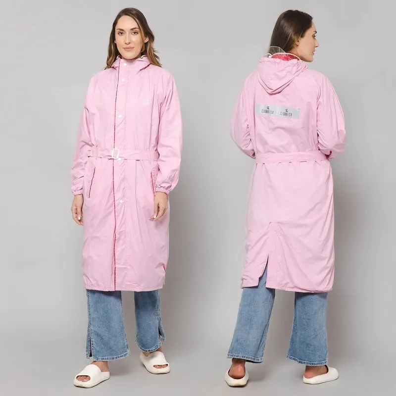 THE CLOWNFISH Raincoat - Waterproof, Reversible, Adjustable Hood | Storage Bag Included | Large | Drizzle Diva Barbie Pink