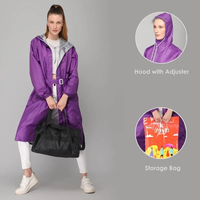 THE CLOWNFISH Raincoats for Women Waterproof Reversible Double Layer. Brilliant Pro Series (Purple, Large)