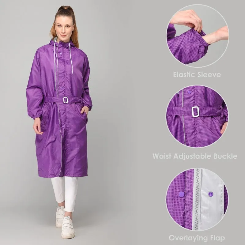 THE CLOWNFISH Raincoats for Women Waterproof Reversible Double Layer. Brilliant Pro Series (Purple, Large)