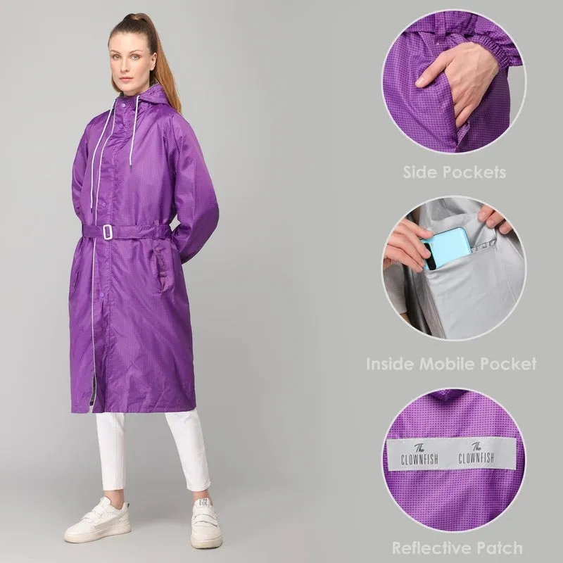 THE CLOWNFISH Raincoats for Women Waterproof Reversible Double Layer. Brilliant Pro Series (Purple, Large)