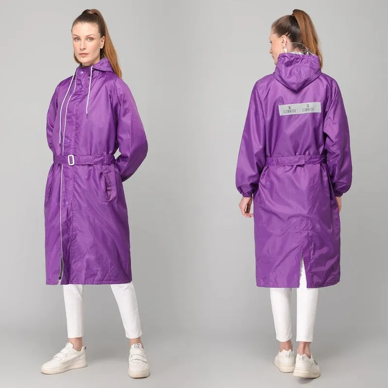 THE CLOWNFISH Raincoats for Women Waterproof Reversible Double Layer. Brilliant Pro Series (Purple, Large)
