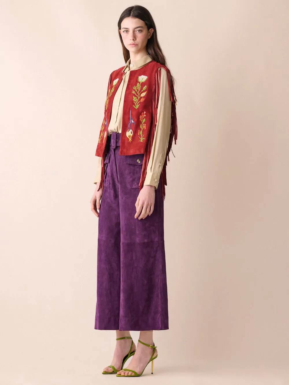 Topaz Leather Wide-Leg Pants