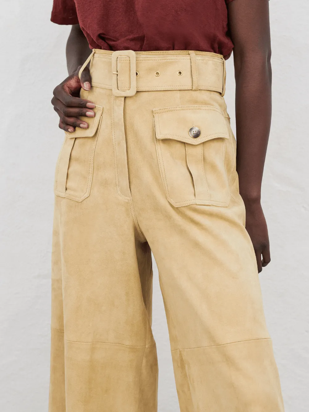 Topaz Leather Wide-Leg Pants