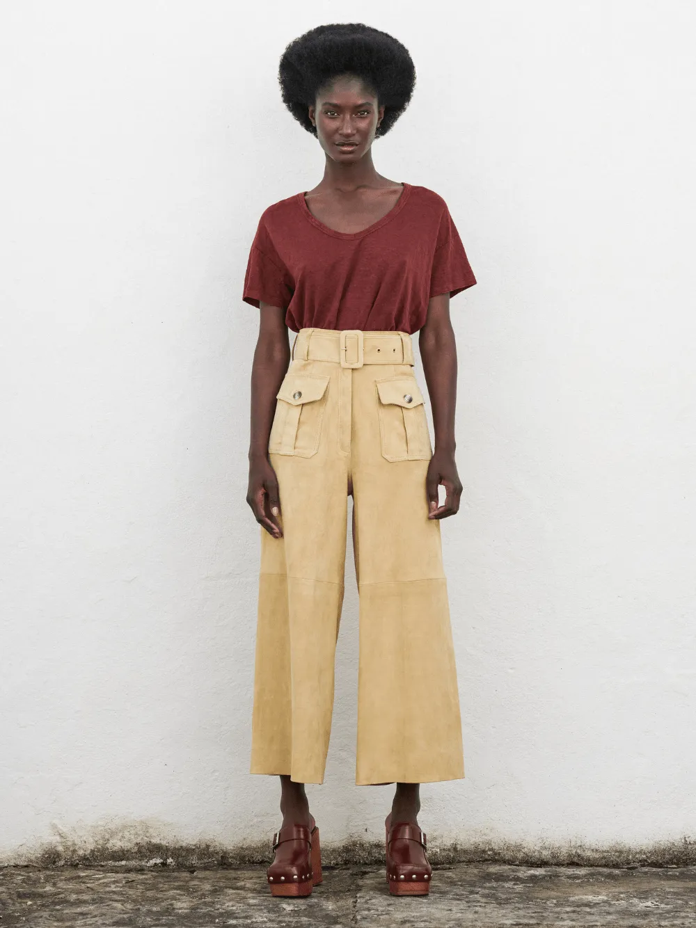 Topaz Leather Wide-Leg Pants