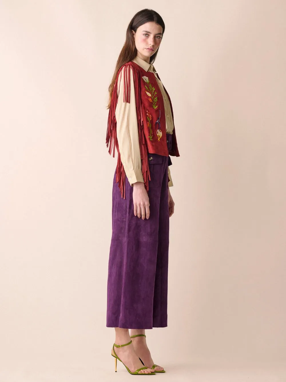 Topaz Leather Wide-Leg Pants