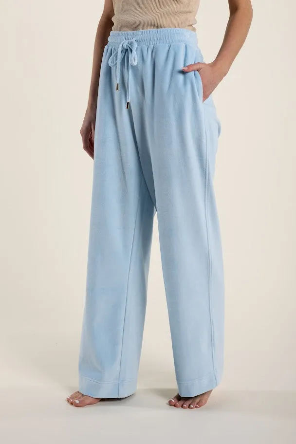Two T's Velour Track Pants Ice Blue