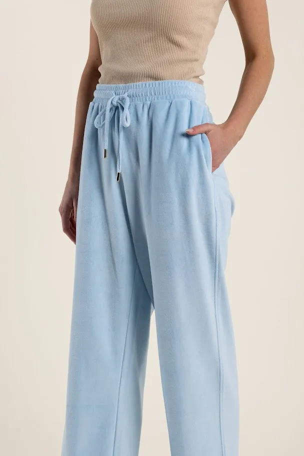 Two T's Velour Track Pants Ice Blue