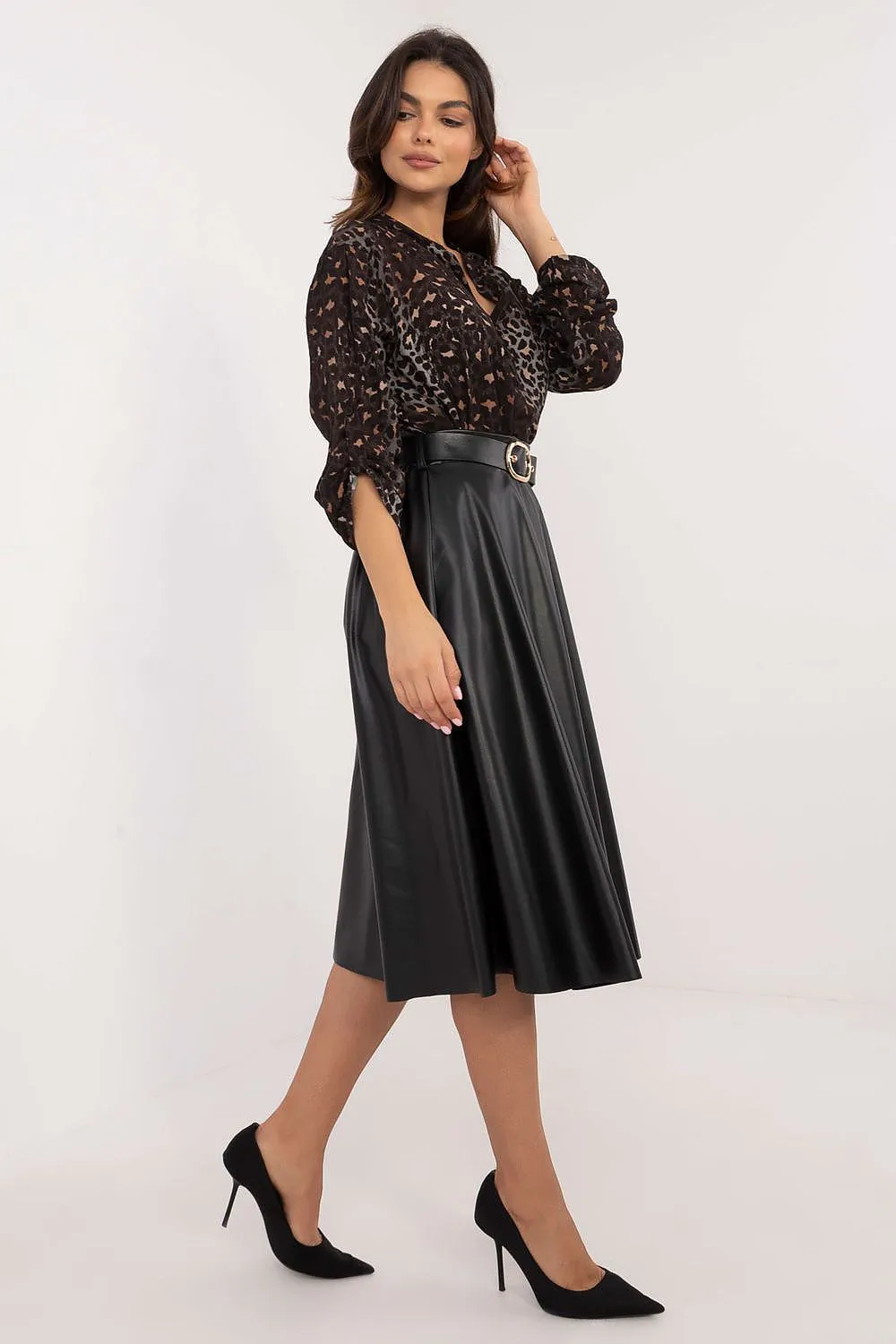 Unique flared cut midi skirt