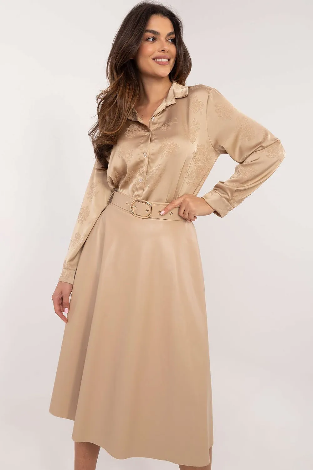 Unique flared cut midi skirt