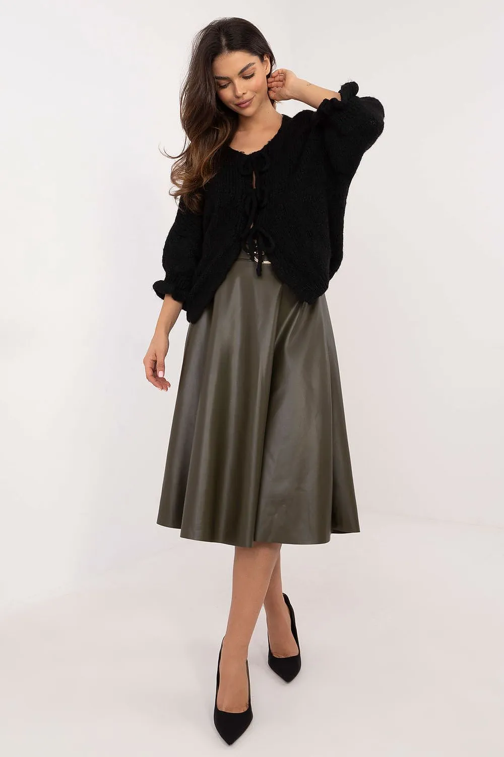 Unique flared cut midi skirt