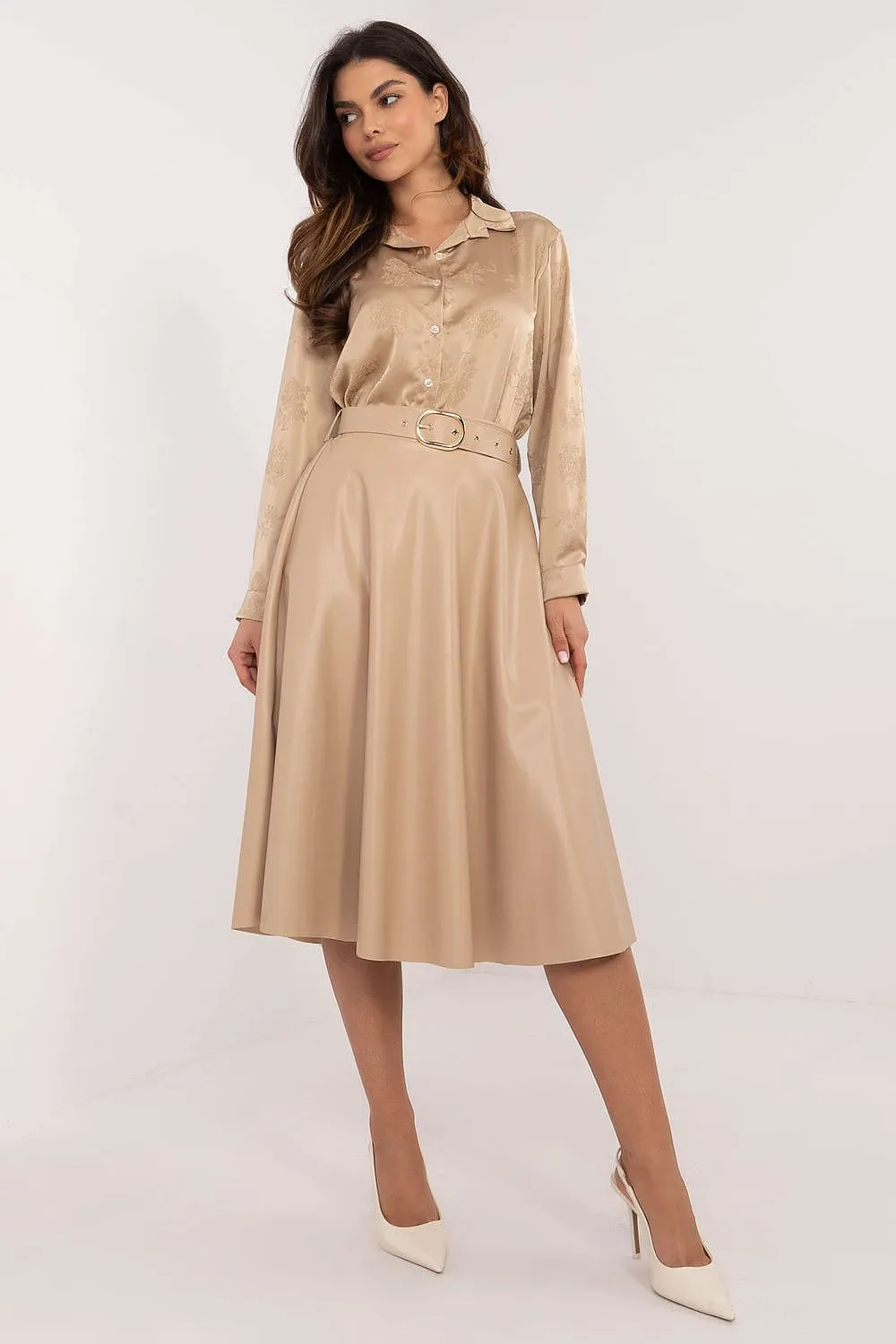 Unique flared cut midi skirt