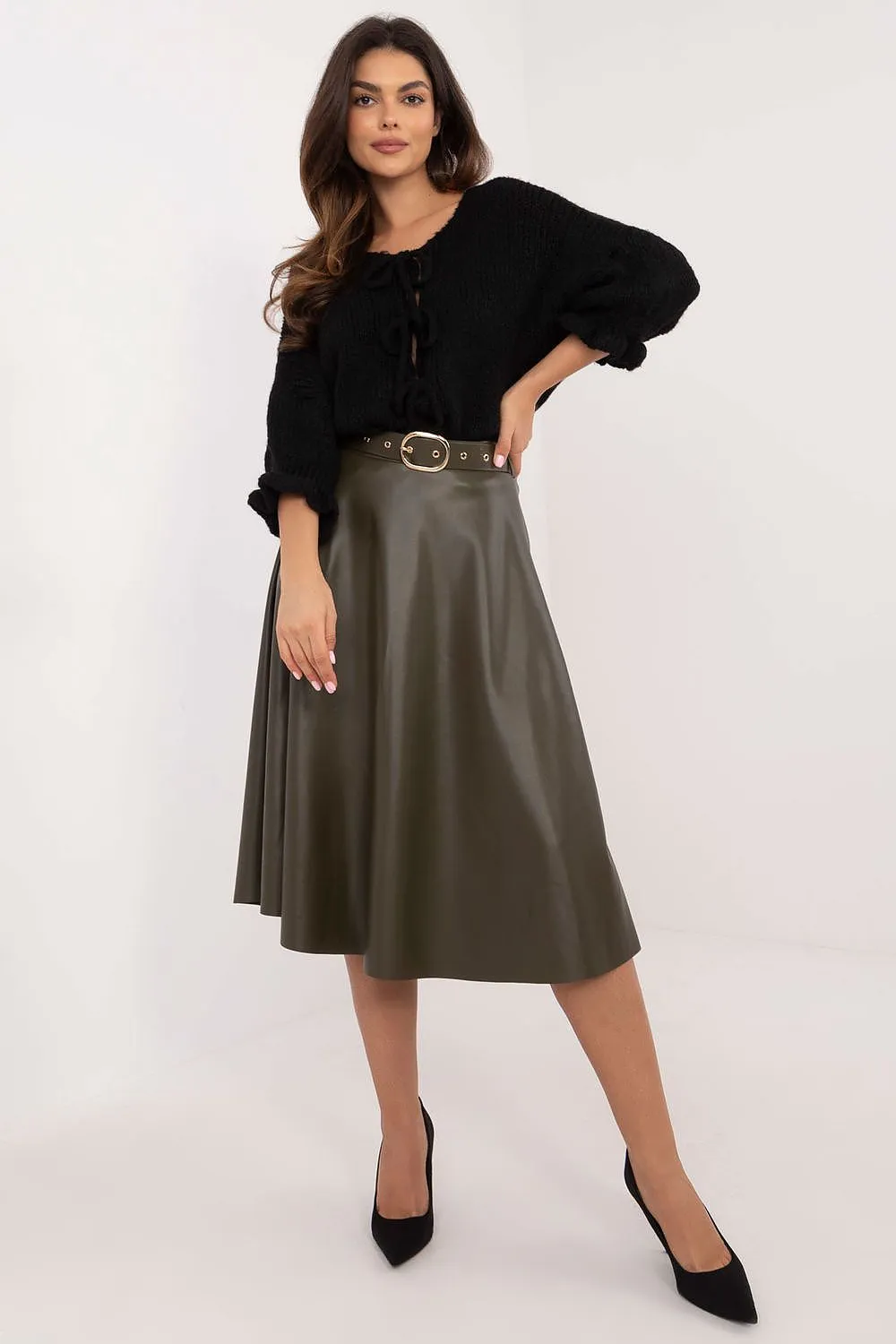 Unique flared cut midi skirt