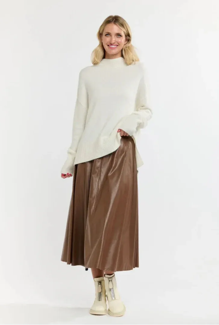 Updated Dakota PU Skirt - Tan