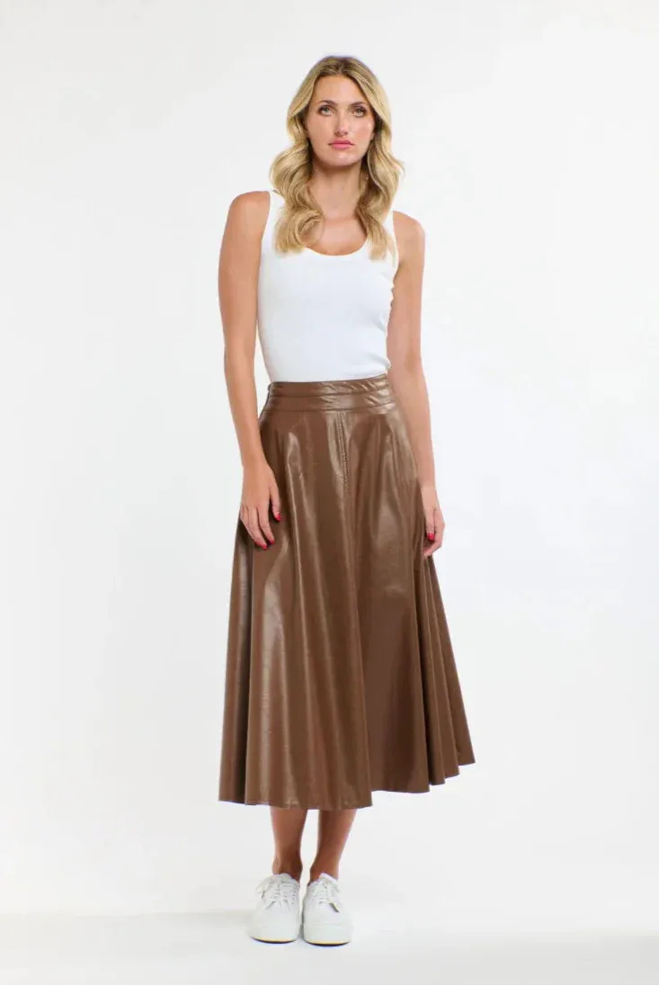 Updated Dakota PU Skirt - Tan