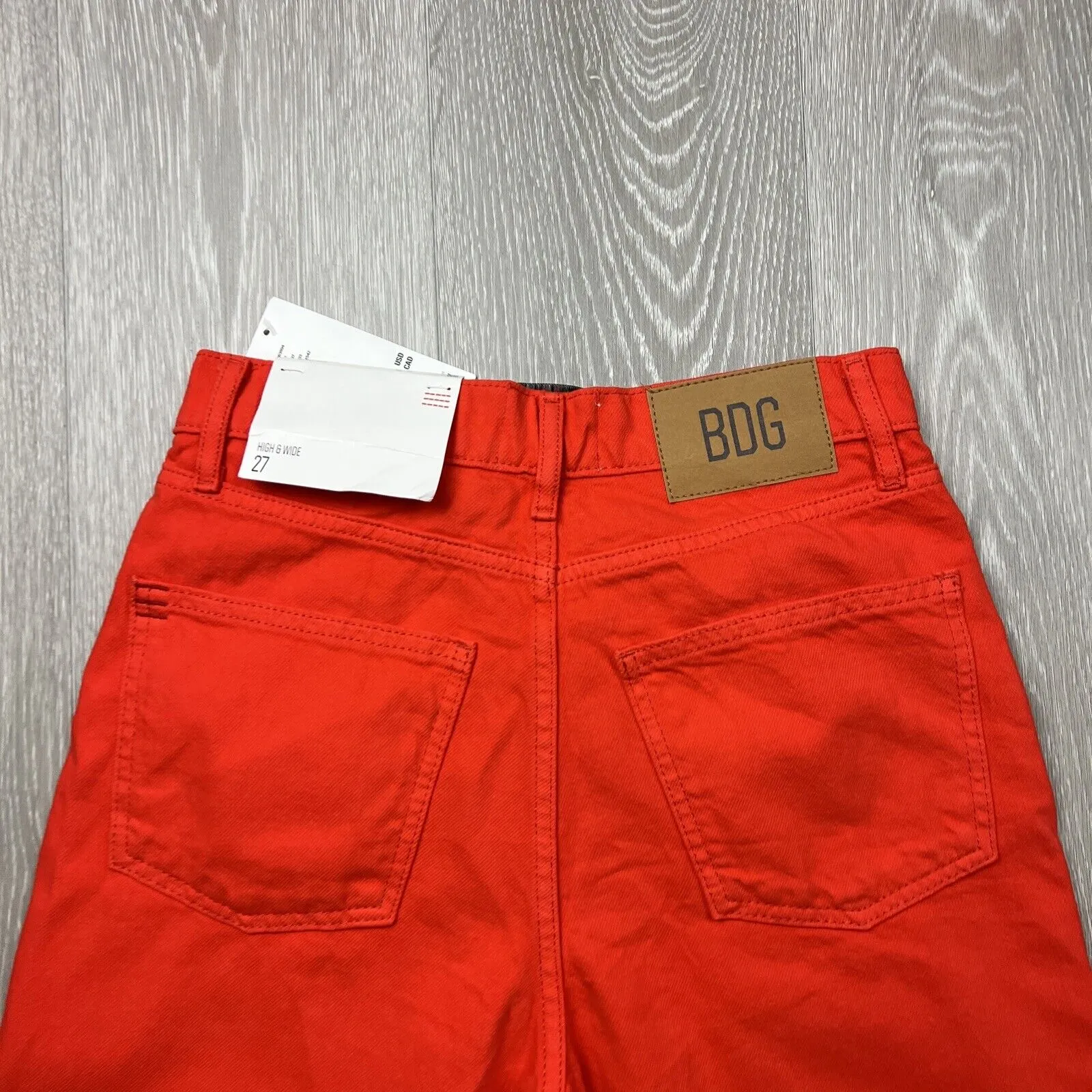 Urban Outfitters BDG Womens High & Wide Orange Jeans Size 27 (New)