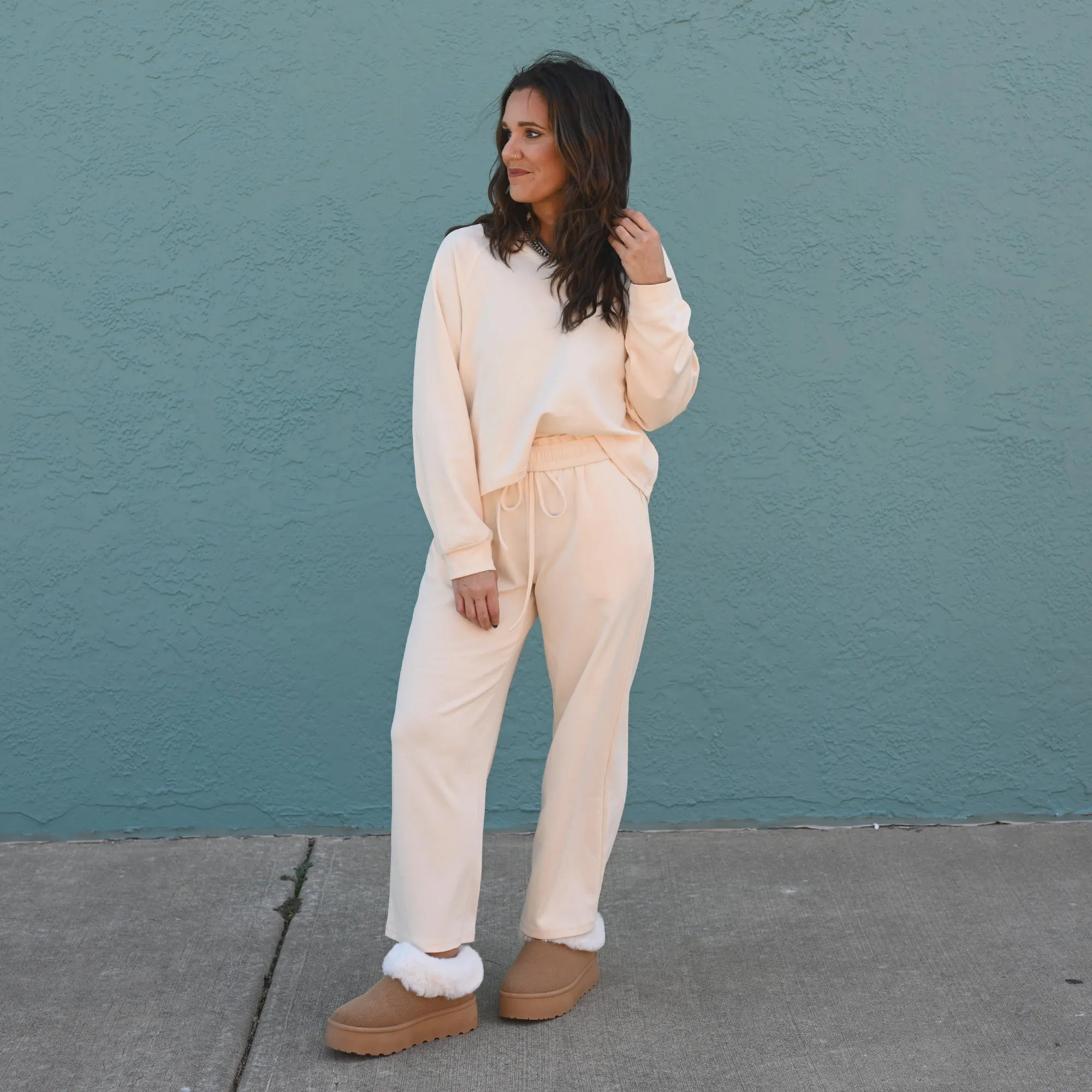 V-Neck Sweatshirt and Pants Set