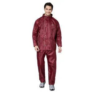 Waterproof Rain Coat for Men - Reversible, Reflective | Includes Pants | XXXL | Maroon