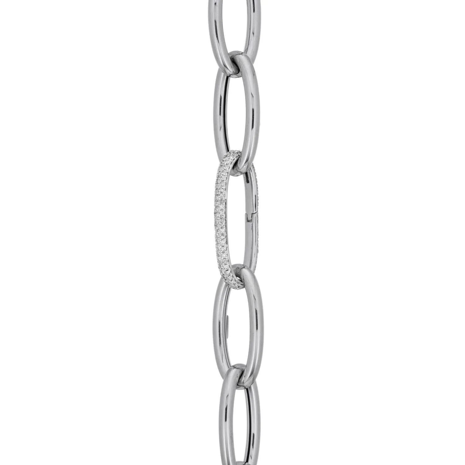White & Black Square Carabiners on Links Chain Necklace