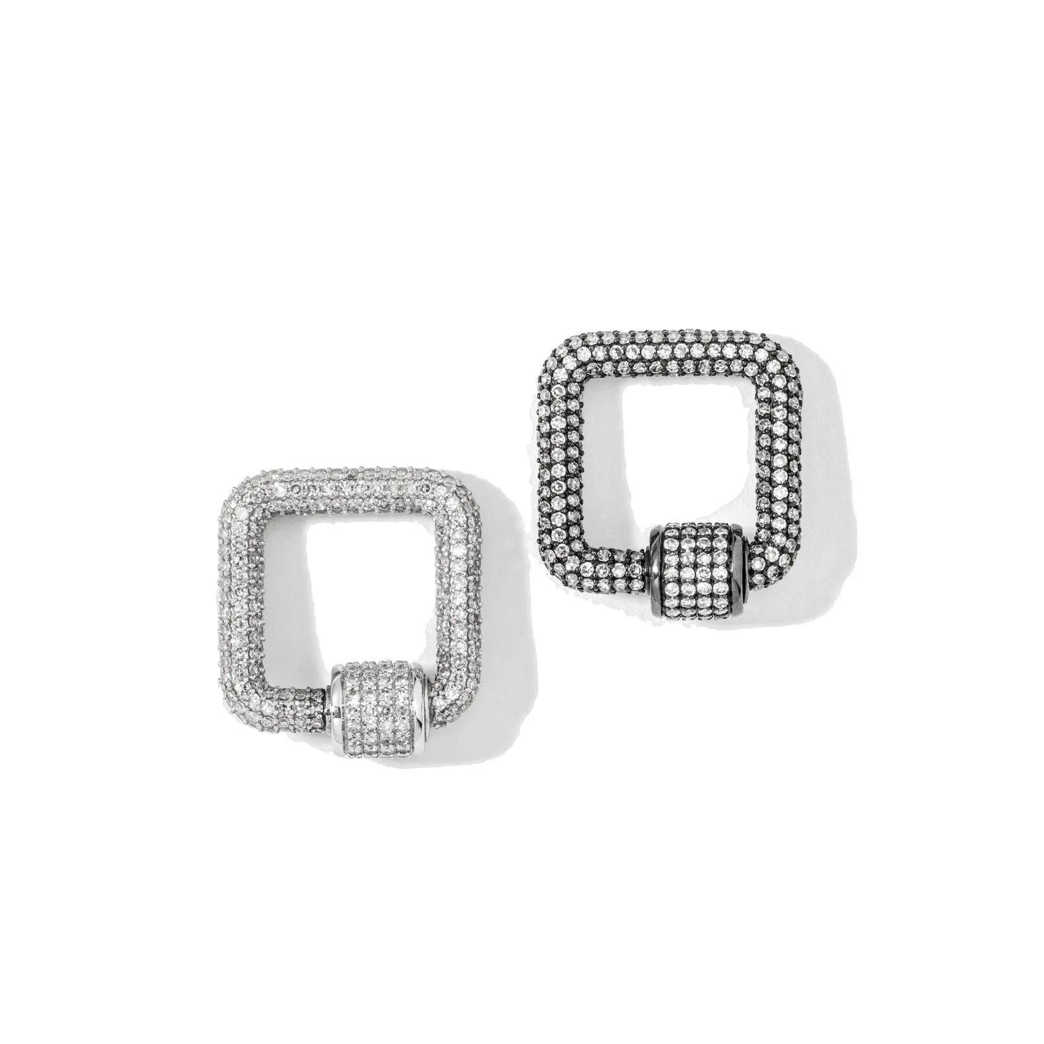 White & Black Square Carabiners on Links Chain Necklace