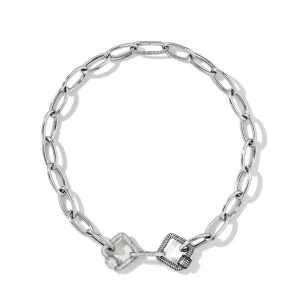 White & Black Square Carabiners on Links Chain Necklace