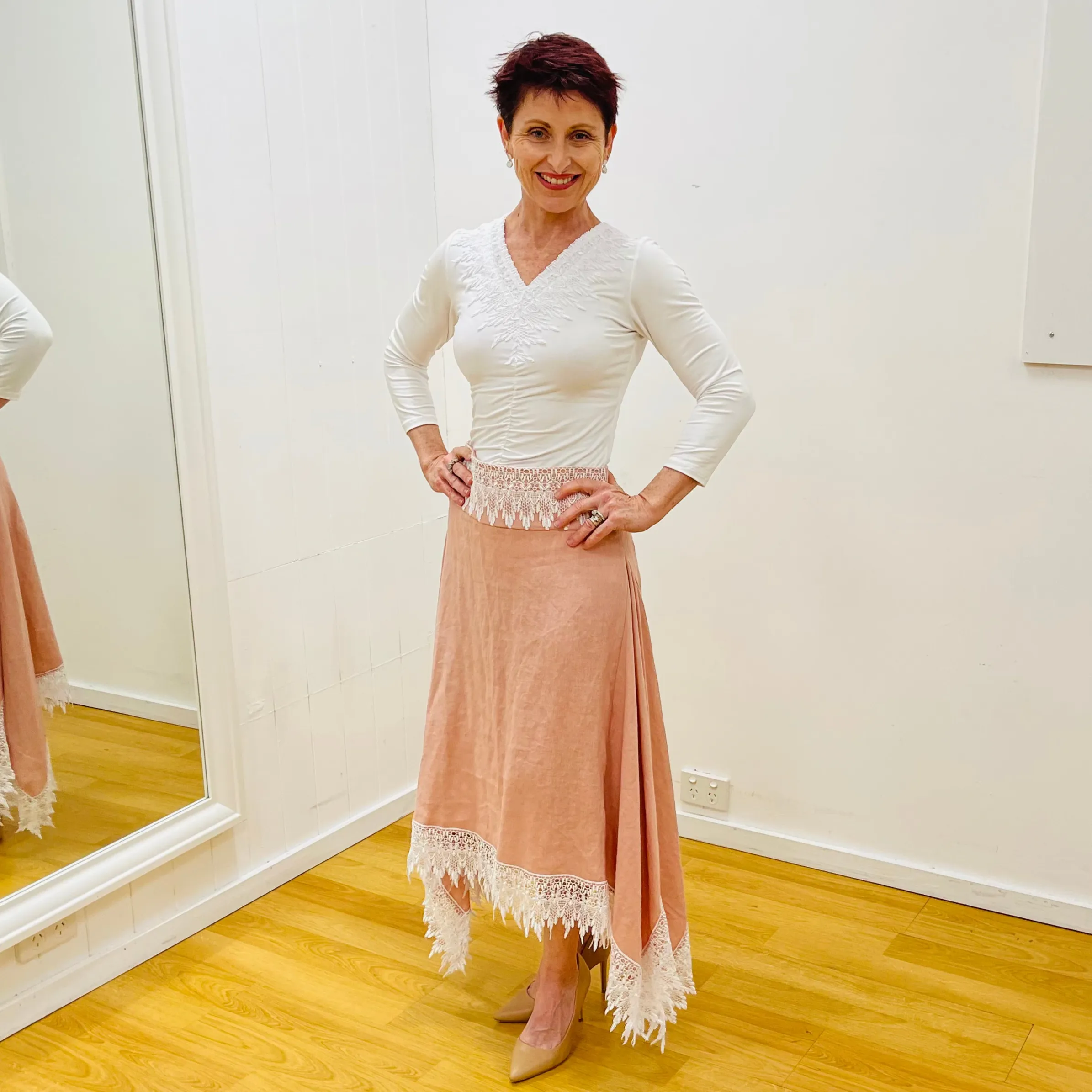 White Bamboo Blend White Lace Top