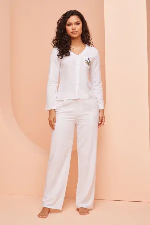 White Relaxed Wide-Leg Pants
