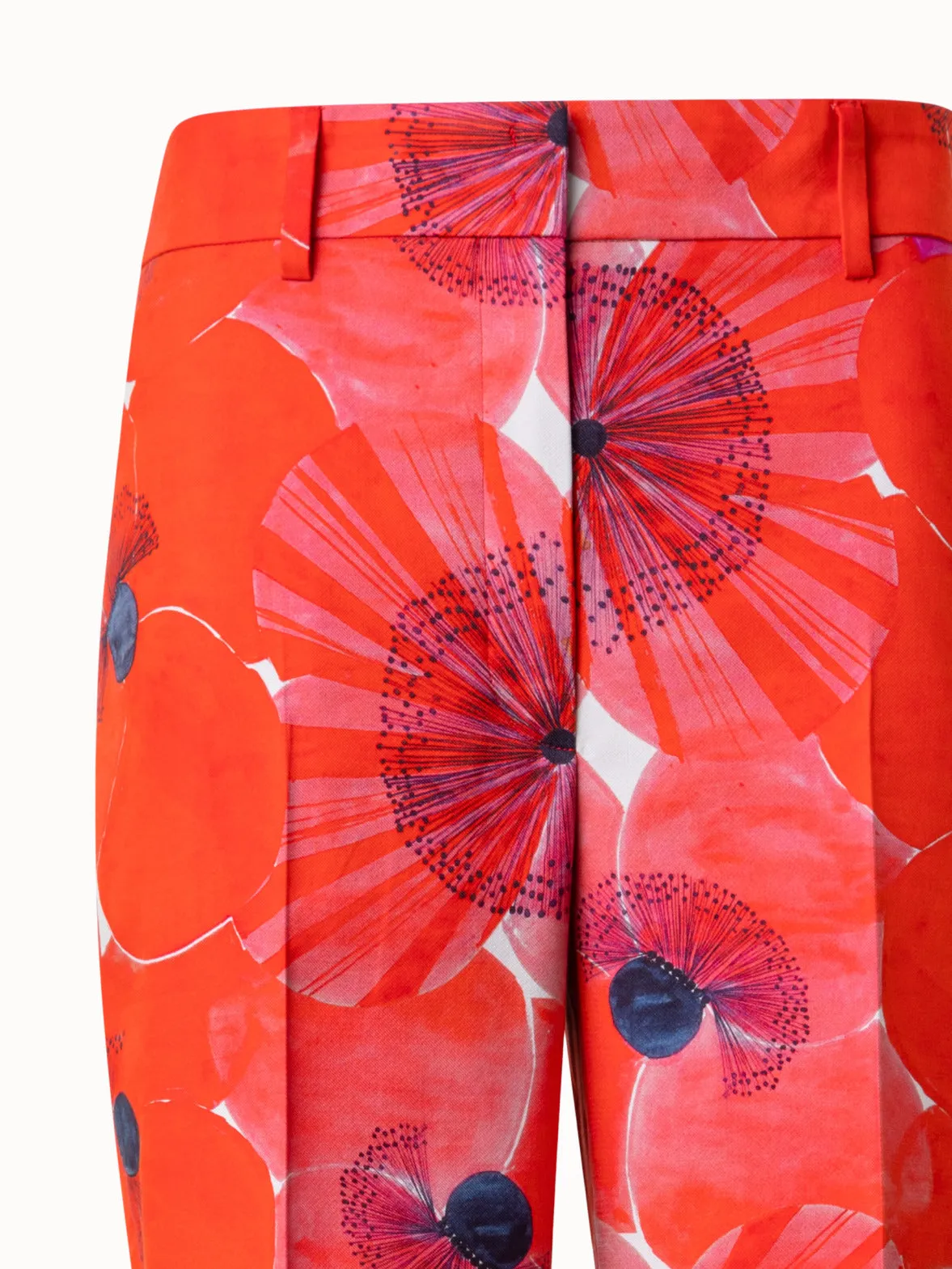 Wide Double-Face Pants with Poppy Print