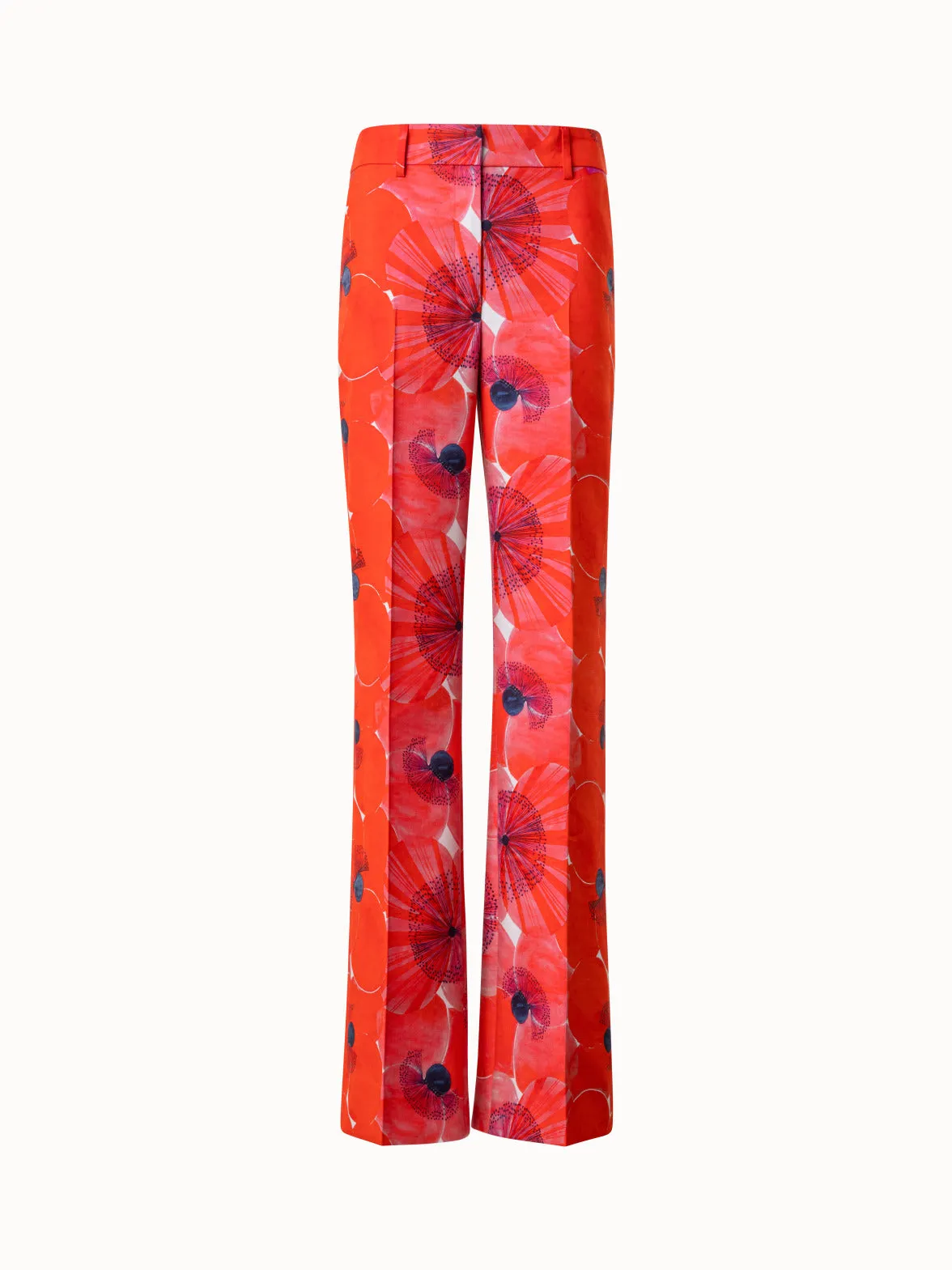 Wide Double-Face Pants with Poppy Print