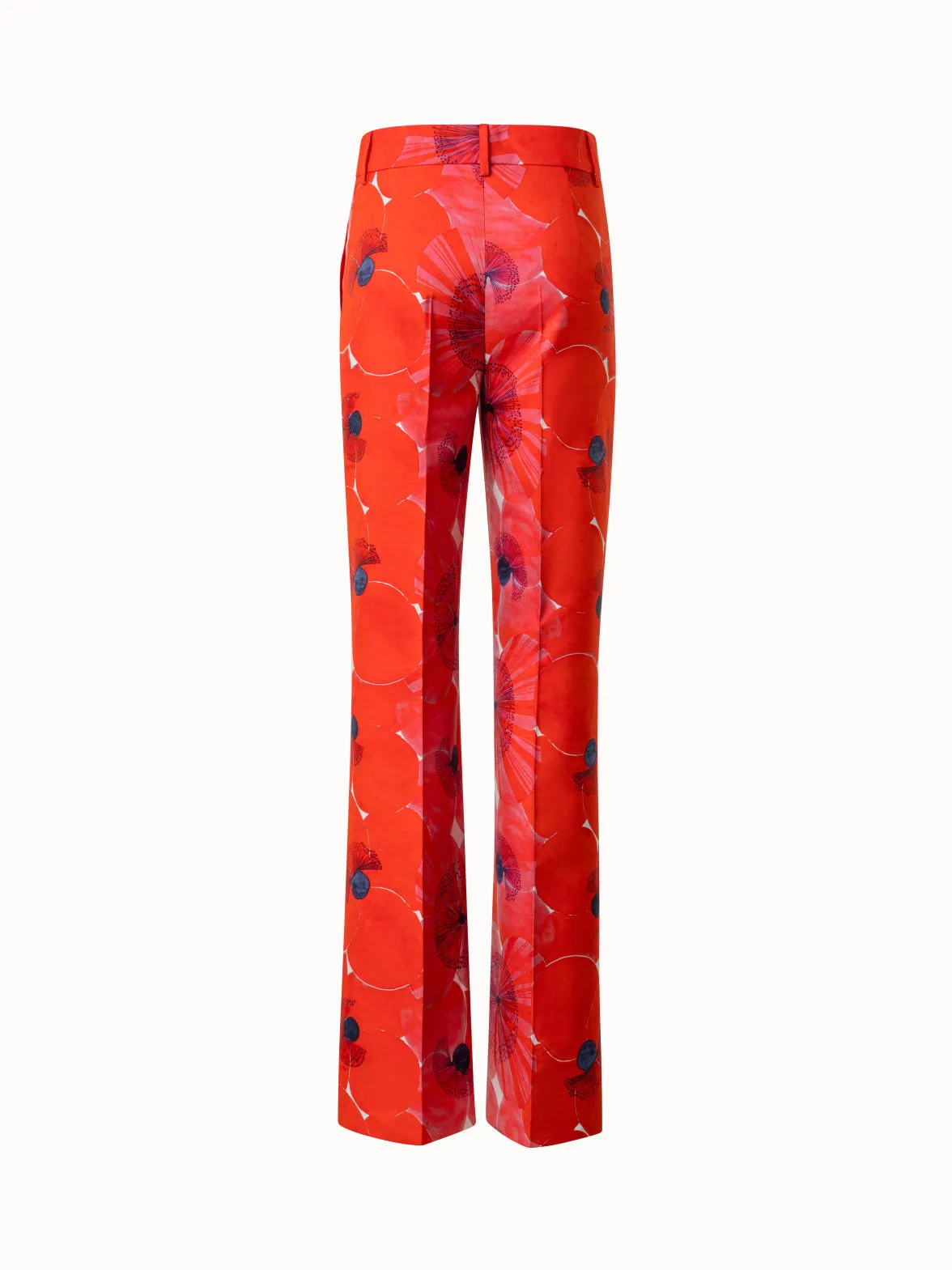 Wide Double-Face Pants with Poppy Print