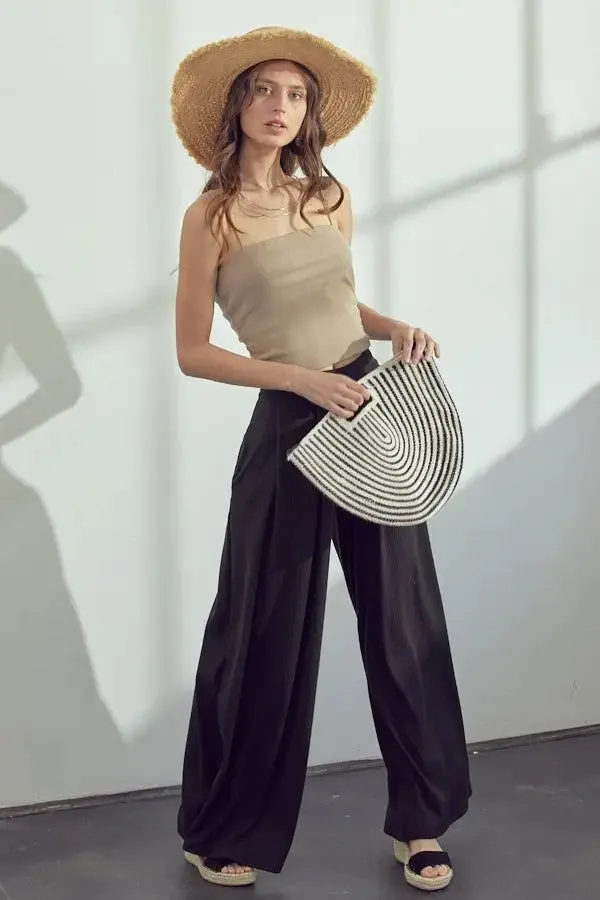 Wide-Leg Elastic Pants