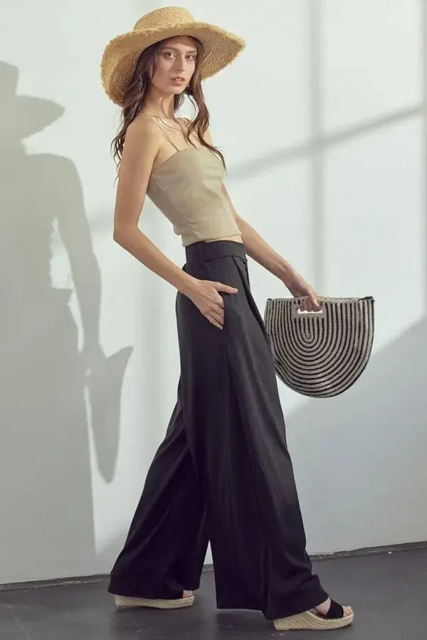 Wide-Leg Elastic Pants