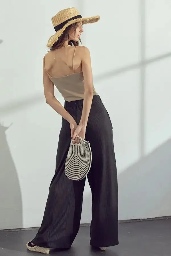 Wide-Leg Elastic Pants