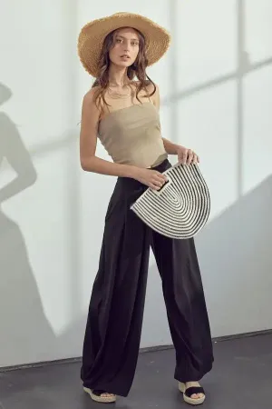 Wide-Leg Elastic Pants