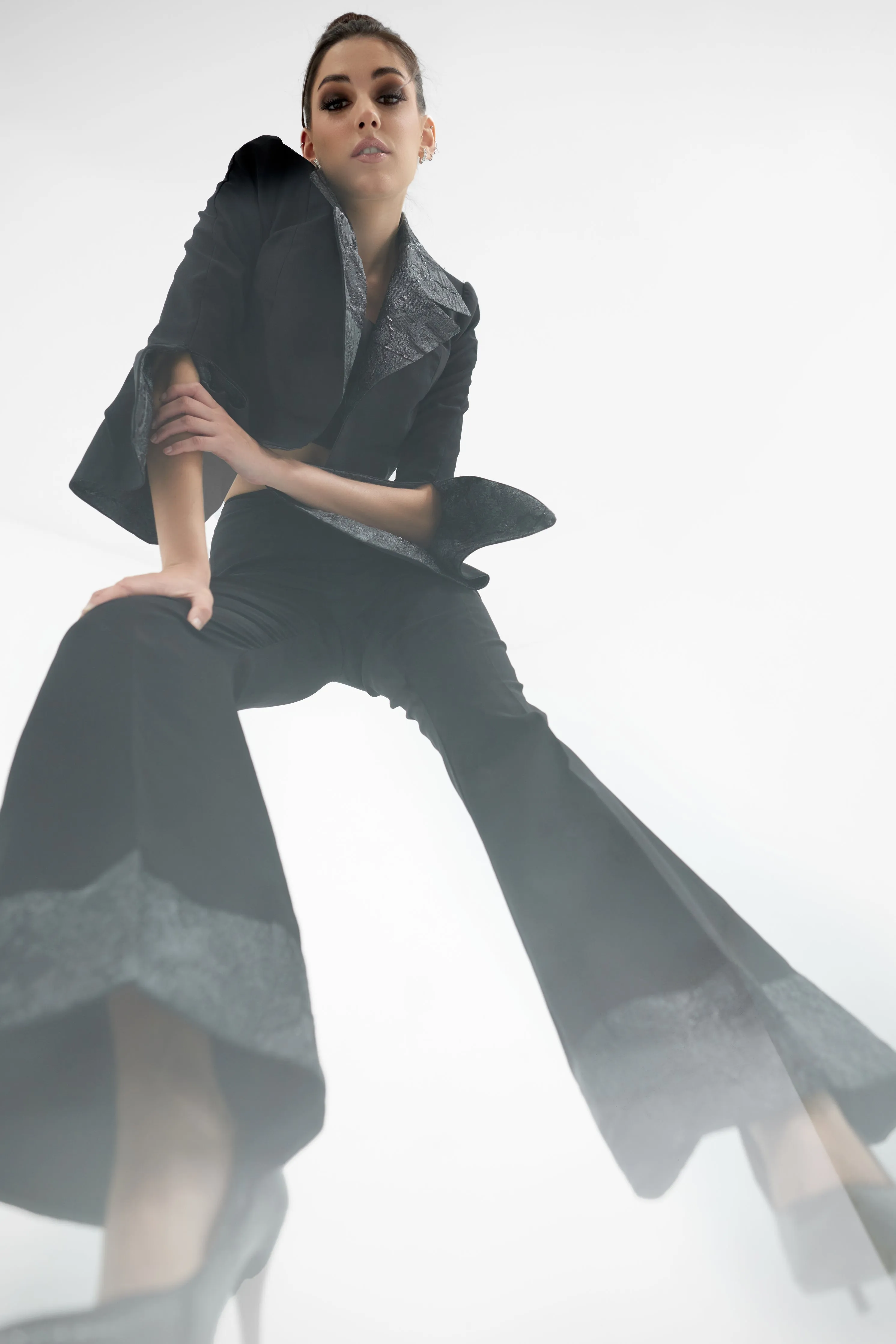 Wide leg embellished pants